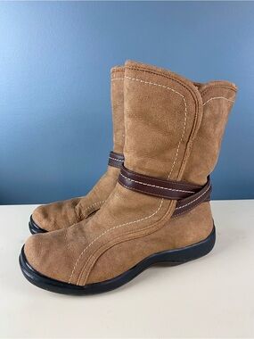 Vintage Clark’s Women’s Size 6 Suede Fleece Lined Winter Boots Y2K Brown Leather